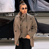 Solid Women's Vest Woolen Coat Full Sleeve Lapel Pocket Double-Breasted Lady Set Autumn Chic 2 Pieces Set Women