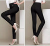 Spring Korean Black High Waisted Elastic Leg Pencil Pants Women's Solid Pockets Versatile Casual Straight Trousers