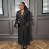 Women OL Work Double Breasted Notched Long Sleeve Maxi Dress Spring Sexy Night Elegant Party Street Long Dresses
