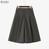 Women's Casual Wide-Leg Pants Elastic Back Waist Solid Loose Mid-Calf Length Trousers Streetwear Cropped Pant