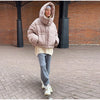 Chic Women Print Hooded Padded Jacket Oversized Zip Up Long Sleeve Warm Winter Coat Casual Daily Ladies Quilted Cotton Outerwear