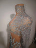 Sparkly Rhinestones Tassel Sexy See-Through Dress Women Latin Dance Outfits Bars Nightclub Party Perform Stage Costume