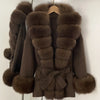 Real Fur Wool Jacket Reality Fur Jacket Women Natural Fox Fur Cuffs Winter Clothing Female Elegant with Belt Woolen Coat