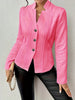 Autumn and Winter Woman Textured Button Front Blazer Stand Collar Long Sleeve Fit for Office and Casual Wear Suit Jacket