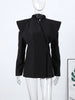 Hollow Out Long Sleeve Blazer Jacket For Women Spring Solid V-neck Waist Suit Coats Office Lady Chic Outerwear