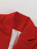 Loose Red Office Women's Two Pieces Set Elegant Long Sleeve Blazer With High Waist Slit Long Skirt Set Female