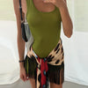 Women Chic Vacation Outfits Leopard Print Sheer Chiffon Shirt Casual Turn-down Collar Mini Dress & Detachable Scarf