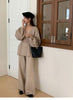 Sweater Set Women's Loose Outer Wear Lazy Style Winter Lace-up Knitted Jacket Cardigan Wide-leg Pants Two-piece Set