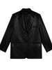 Spring Autumn Elegant PU Leather Office Jacket Long Sleeve Blazer Slim Fit with Lapel Flap Pockets for Women Clothing