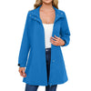 Women's Casual Water-Resistant Trench Coat Detachable Hood Windbreaker Solid Color Long Sleeve Light Weight Jacket