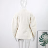 Women's Fleece Button Wasit Jacket Stand Collar Long Sleeve Pockets Oversized Coat Lady Spring Casual Outerwear