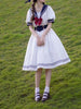 Japanese Sweet Lolita Style Women Dress Cute Bow Puff Sleeve Cosplay Patchwork Dresses Kawaii Girl Y2k Robe Vestido
