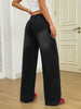 Wide Leg Distressed Straight Jeans for Women Elastic Casual Bootcut Denim Pants Ladies Jeans