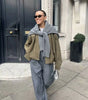 Women Bomber Jackets Suede Texture Coats Turn-down Collar Long Sleeve Loose Vintage Female Outerwear Chic Top Streetwear