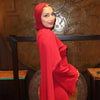 White Pearl Trim Cape Maxi Dress Women Elegant Long Sleeve Cinching Waist Muslim Robes Spring Eid Abaya Lady Dresses