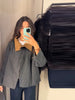 Women's Reversible Double Sided Wearable Short Jacket Stand Collar Asymmetrical Button Plaid Coat Stylish Versatile Outerwear