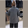 Elegant Women's Woolen Suit Jacket Vest 2 Pieces Set Loose Lapel Long Sleeve Breasted Jackets Knit Collar Vests Lady Coats