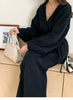 Sweater Set Women's Loose Outer Wear Lazy Style Winter Lace-up Knitted Jacket Cardigan Wide-leg Pants Two-piece Set