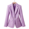Autumn Winter Female Tweed Woolen Suit Outerwear Women Formal Blazer Ladies Long Sleeve Work Wear Jacket Coat