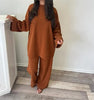 Autumn/winter Solid Color Corduroy Trousers Suit Women's Loose Long-sleeved Wide-leg Pants Two-piece Set Simple Commuting Wear