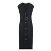 Women's clothing European and American with belt elastic Midi dress