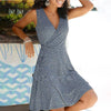 Dresses for Women Casual Plus Size Women's Floral Wrap V Neck Midi Dress A Line Swing Cap Sleeve Midi Vestidos De Fiesta
