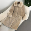 Elegant Faux Fur Collar Coat Women Winter Slim Patchwork Pocket Warm Trench Street Casual Long Faux Fox Fur Outerwear