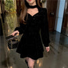 Red Velvet Elegant Party Women's Mini Dresses Christmas Wram French Vintage Dress Ladies Casual Korean Vestidos Year