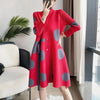 Sanzhai Pleated Ladies Windbreaker Coat Spring Autumn Single Breasted Stand Neck Printed Jacket Women Thin Long Outwear 4XL