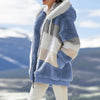 Customizable Uzzdss Winter Women Coat Casual Stitching Plaid Clothes Hooded Zipper Ladies Coat Women Jacket
