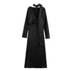 Women Satin V neck Dress Long Dresses With Scarf Chic Elegant Dresses Women Long Sleeve Casual Dress