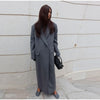 Thin Retro Double-breasted Long Coats Women Casual Loose Woolen Maxi Coat Female Early Autumn Elegant Chic Streewear