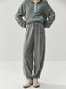 Women Cashmere Pants Autumn Winter Casual Loose Long Bloomers 100% Cashmere Knit Pants Chic Drawstring Pocket Cashmere Trousers