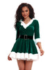 Women Half Sleeve Solid Ladies Santa Claus Xmas Theme Costume Cosplay Outfit Waistbelt Fancy Christmas Dress