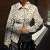 Leopard Print Women Winter Coat Faux Fur Coat Lapel Waist Tightened Jacket Single Breasted Long Sleeve Coat Daily Wear