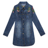 Flowers Embroidery Denim Jacket Loose Casual Letter Jeans Overcoat Button Pocket Outwear Female Clothing Fall Women