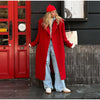 Vintage Large Lapel Tweed Long Coat Women Elegant Loose Double Breasted Belt Coats Lady Winter Classic Chic Street Overcoat
