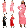 Women's Sexy Glossy Vinyl Metallic Dress Turtleneck Long Sleeve Shiny Clubwear for Rave Party Music Festival Night Out