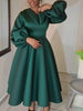 Women Church Dresses A Line Long Lantern Sleeve Turn Down Collar Party Christmas Celebrate Occasion Birthday Stylish African