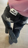 Gothic Womens One Dilemma Jeans Y2K Clothing Sequin Five Pointed Star Rivet Retro Jeans Mid Rise Wide Leg Trousers