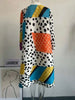Pleated Contrast Color Leopard Printed Dress Stand Neck Single Breasted Mid-length Dresses Women Party Clothing 2Q1027