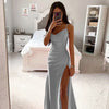 Women's Spring Bra Shrink Pleated Split Satin Dress Sexy Slim Fit Wrap Hip Dress