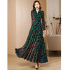 Spring Autumn Gold Velvet Long Sleeve Dress For Women High Grade Green Plush Jacquard Long Dress Female Elegant Dresses 4XL