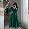 Long Puff Sleeve Solid Elegant Dress Women Clothing Wedding Guest Year Women High Waist Slim Evening Party Dresses