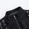 Faux Pu Leather Long Sleeve Crop Shrug Tops Grunge Women Rivet Zip Coats Chic Streetwear Jackets Mall Gothic Smock Top