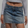 Women Coquette Low Rise Denim Mini Skirt Preppy Cute Y2K Short Jean Skirts 90s Vintage Grunge Slim Fit Pencil Skirt with Pockets