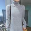 Selling 100% Mink Cashmere Knitted Women's High Neck Pullover Dress Sweater Slim Fit Solid Color Long Women's Dress