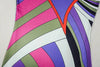 Women's Colorful Stripes Print O-Neck Long Sleeve Waistband Hips Wrapped Dress