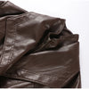 Solid PU Leather Jacket Women Turn-down Collar Zipper Front Puffy Sleeves Stylish Coat Spring Casual Lady Outerwear