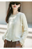 Winter Women's Clothing Tops Brushed Wool Cardigans O Neck Yellow Warm Causal Sweater Soft Solid Knitted Coats B1713005